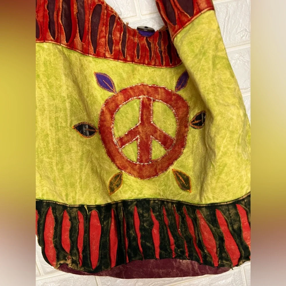 World Market Hobo Crossbody Bag Peace Sign Hippie